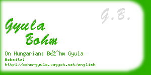 gyula bohm business card